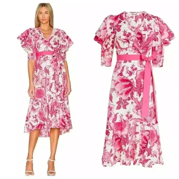 Diane Von Furstenberg Dresses & Skirts - DIANE VON FURSTENBERG DVF Womens Floral Annabeth Wrap Midi Poplin Dress